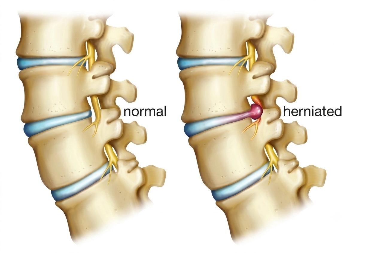 กลไกการเกิดโรคหมอนรองกระดูกทับเส้นประสาท (Herniated Disc)